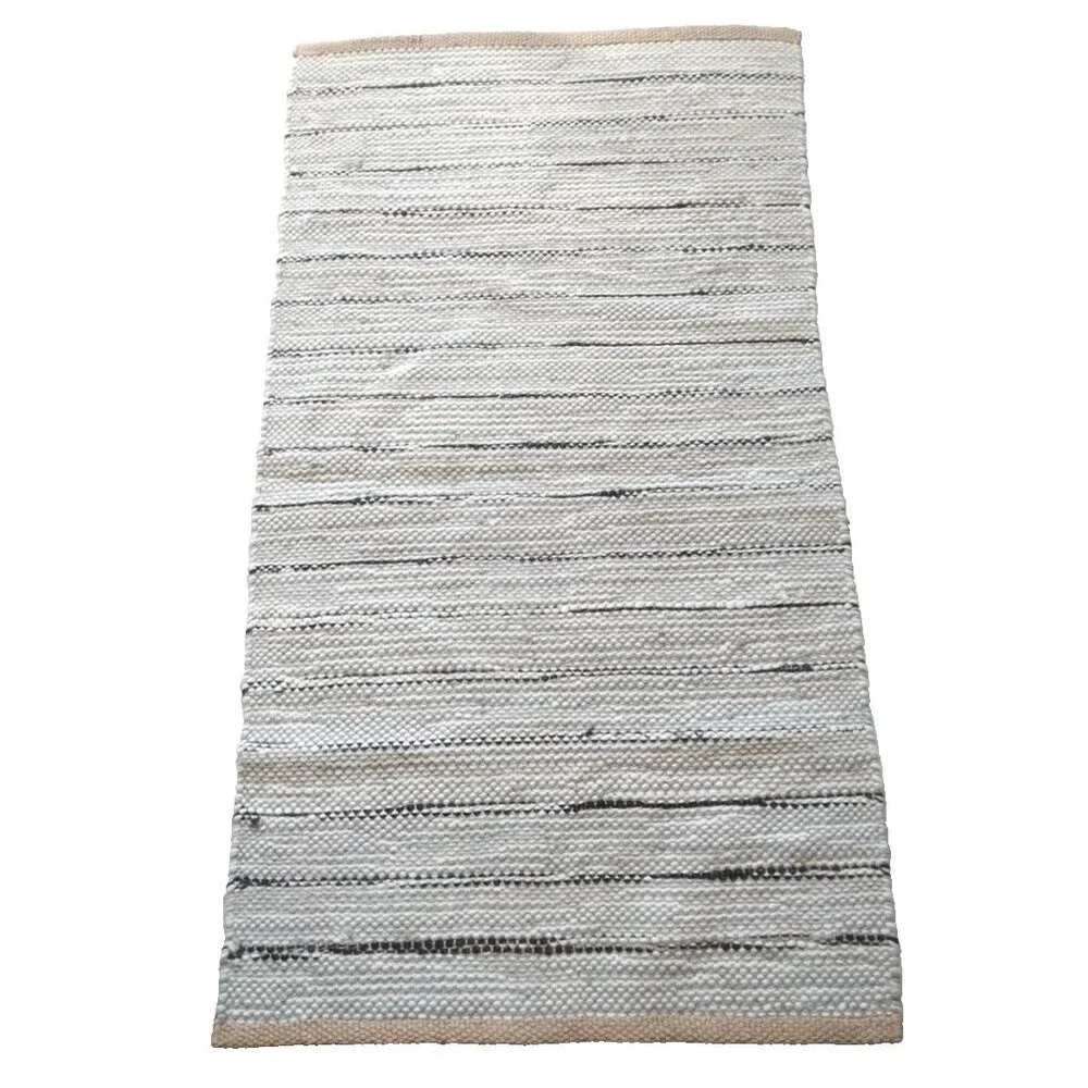 4.5 x 2.5 Ft. Rug Handmade Dhurrie Wool & Jute Mat Grey & Beige Carpet Woven